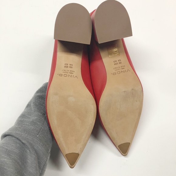 VINCE Ralston Red Pointed Toe Leather Mules - Picture 7 of 8